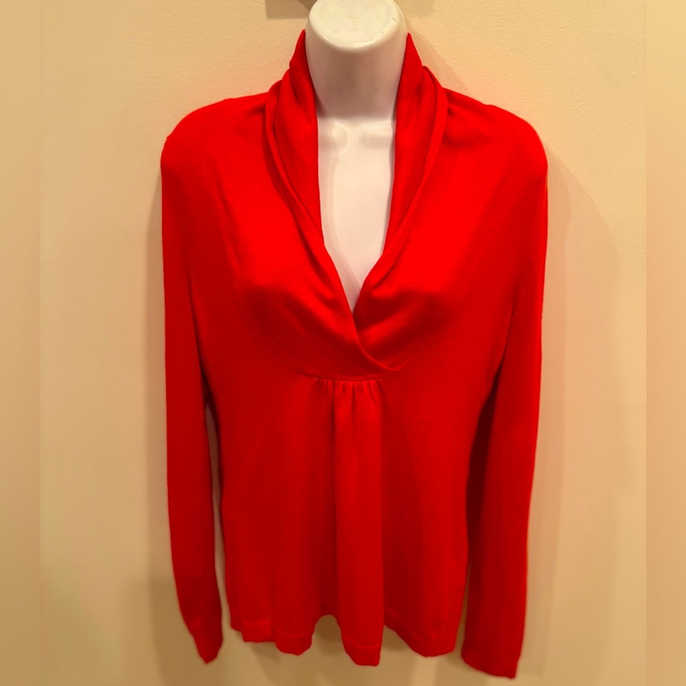 Banana Republic Sweater/Burnt Orange/Medium/Cotton/Deep V/Roll Over Collar/EUC